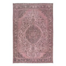 One-of-a-Kind Handmade Turkish Area Rug in Soft Pink, Modern Wool and Cotton Carpet