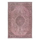 One-of-a-Kind Handmade Turkish Area Rug in Soft Pink, Modern Wool and Cotton Carpet
