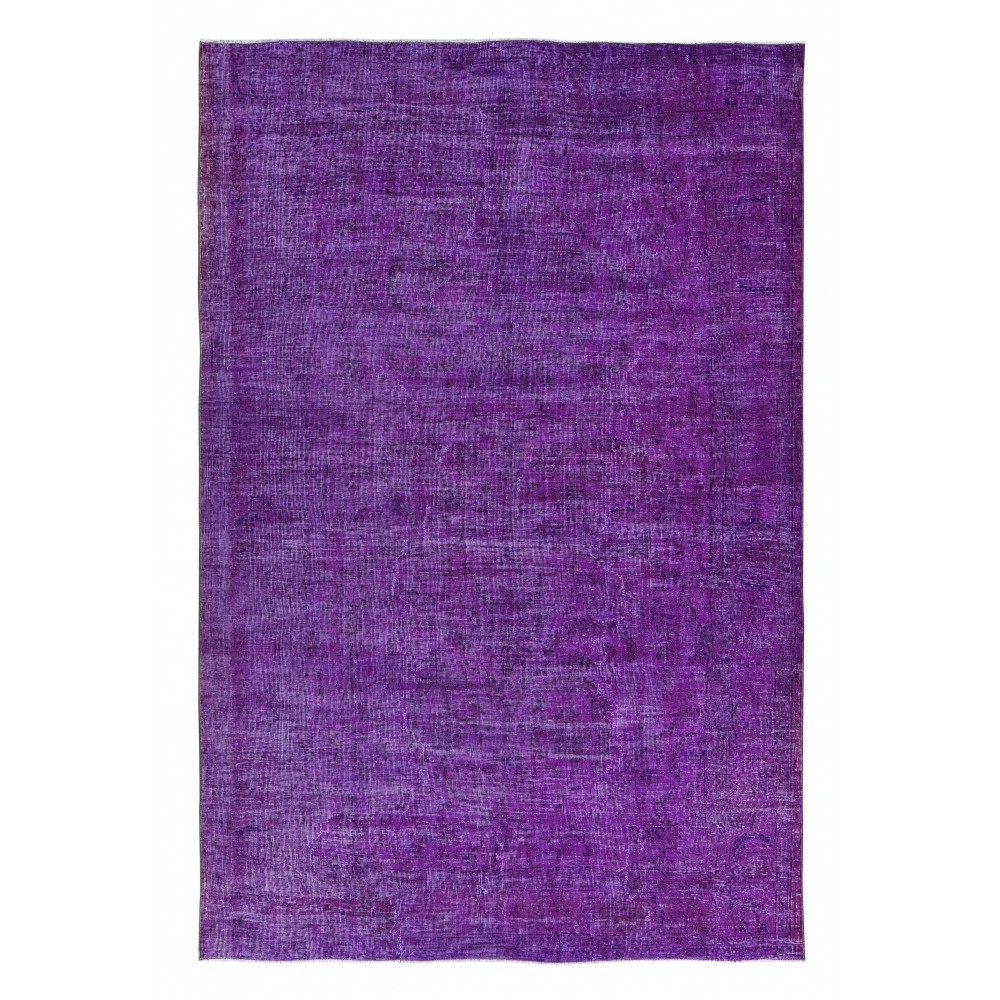 Hand Made Modern Large Turkish Bohem Rug in Purple for Living Room