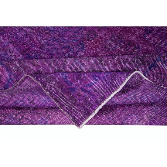 Handmade Turkish Area Rug in Purple & Violet Colors, Ideal for Contemporary Interiors