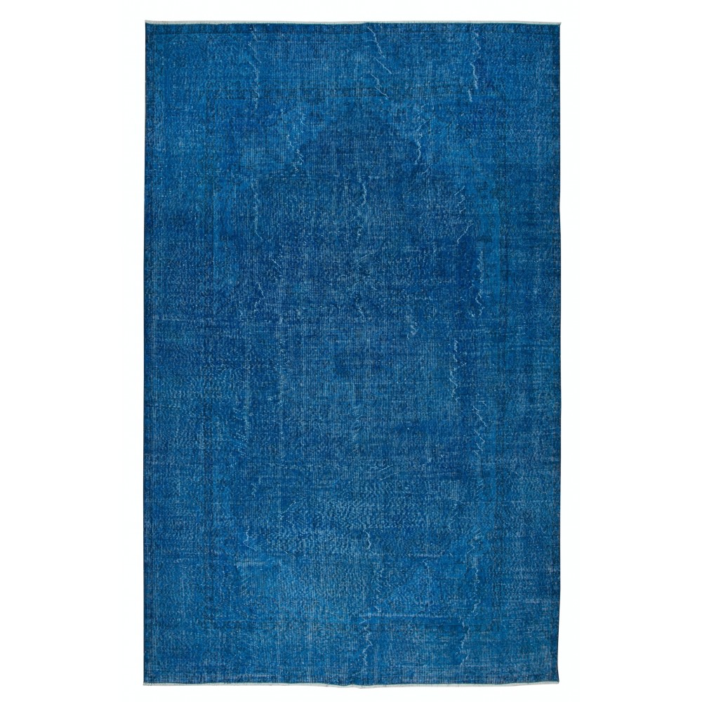 Plain Solid Blue Handmade Turkish Rug for Living Room, Entrance, Bedroom, Dining Room & Kids Room