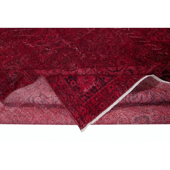 Unique Handmade Burgundy Red Rug for Living Room, Modern Turkish Carpet for Dining Room