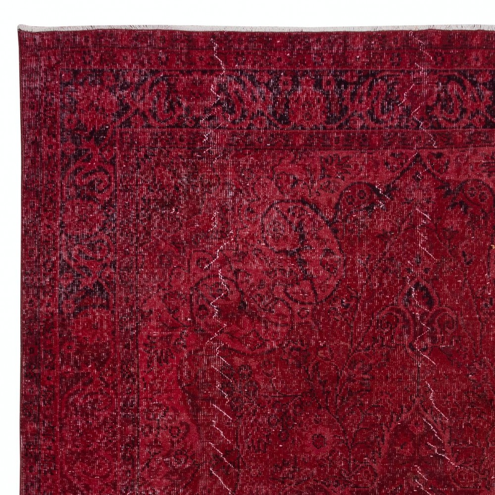 Unique Handmade Burgundy Red Rug for Living Room, Modern Turkish Carpet for Dining Room
