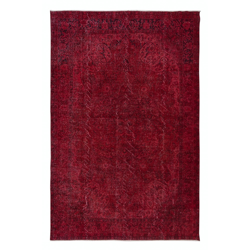 Unique Handmade Burgundy Red Rug for Living Room, Modern Turkish Carpet for Dining Room