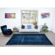 Modern Overdyed Hand Knotted Wool Blue Area Rug From Turkey