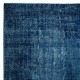 Modern Overdyed Hand Knotted Wool Blue Area Rug From Turkey