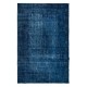 Modern Overdyed Hand Knotted Wool Blue Area Rug From Turkey