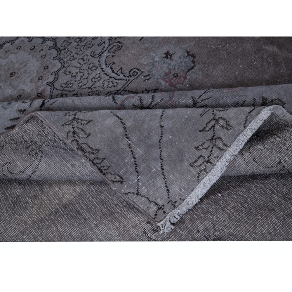 Decorative Handmade Turkish European Design Rug in Gray and Brown Tones