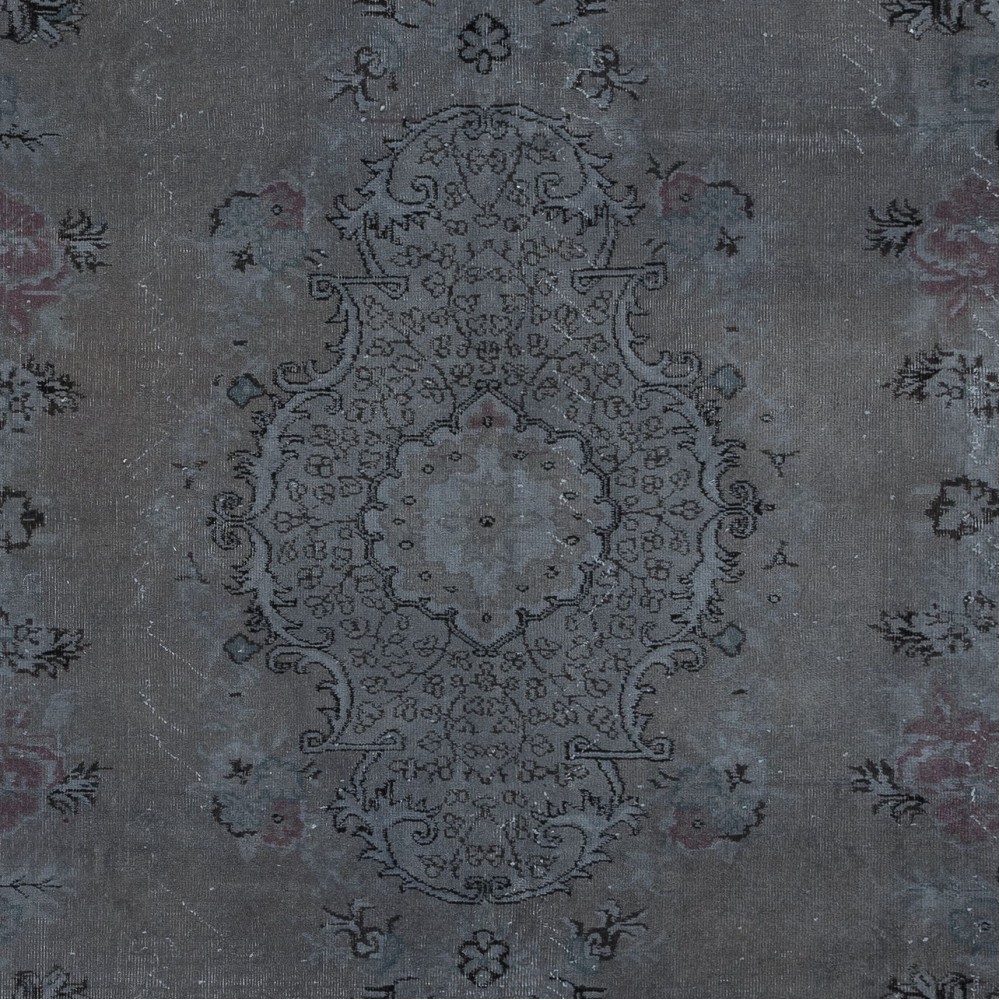 Decorative Handmade Turkish European Design Rug in Gray and Brown Tones