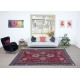 Unique Vintage Handmade Turkish Wool Area Rug in Red