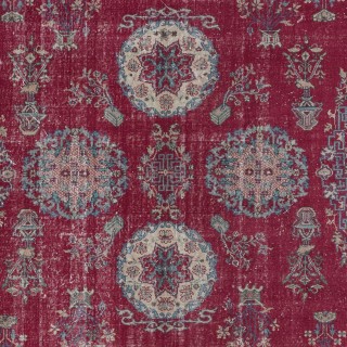 Unique Distressed Shabby Chic Vintage Turkish Oriental Rug in Red Color