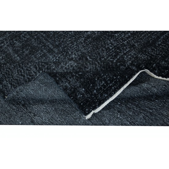 Modern Black Area Rug, Handwoven and Handknotted in Isparta, Turkey