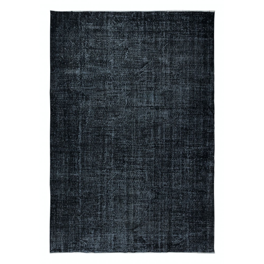 Modern Black Area Rug, Handwoven and Handknotted in Turkey