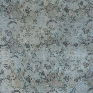 Handmade Flower Design Turkish Area Rug with Solid Red Border & Light Blue Background, Vintage Upcycled Unique Carpet Handmade Flower Design Turkish Area Rug with Solid Red Border & Light Blue Background, Vintage Upcycled Unique Carpet