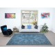 Light Blue Modern Area Rug, Large Overdyed Carpet, Handmade Turkish Living Room Carpet, Woolen Floor Covering