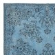 Light Blue Modern Area Rug, Large Overdyed Carpet, Handmade Turkish Living Room Carpet, Woolen Floor Covering