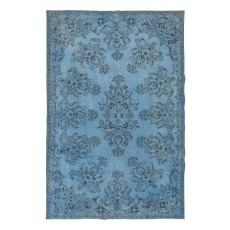 Light Blue Modern Area Rug, Large Overdyed Carpet, Handmade Turkish Living Room Carpet, Woolen Floor Covering