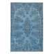 Light Blue Modern Area Rug, Large Overdyed Carpet, Handmade Turkish Living Room Carpet, Woolen Floor Covering