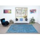 Light Blue Modern Area Rug, Sky Blue Upcycled Carpet, Handmade Living Room Carpet