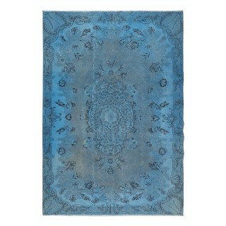 Light Blue Modern Area Rug, Sky Blue Upcycled Carpet, Handmade Living Room Carpet