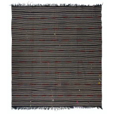 Unique Hand-Woven Striped Kilim, Vintage Flat-Weave Anatolian Rug