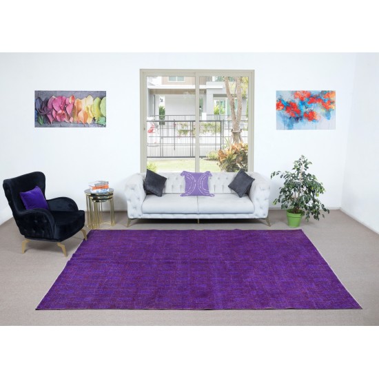 Large Modern Handmade Turkish Wool Area Rug in Boysenberry & Violet Purple Colors