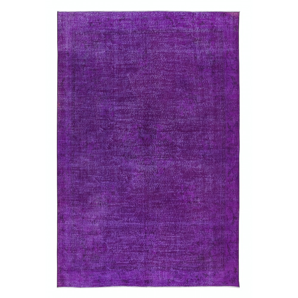 Plain Purple Unique Handknotted Large Rug. Modern Turkish Carpet. Bohemian Rug for Living Room