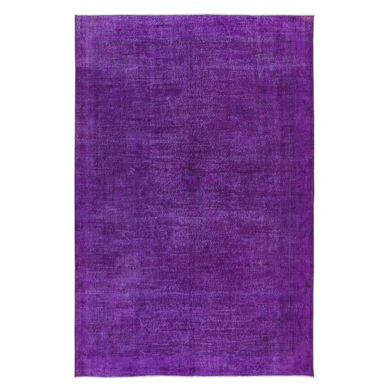 Plain Purple Unique Handknotted Large Rug. Modern Turkish Carpet. Bohemian Rug for Living Room