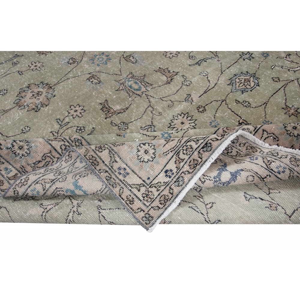 Moss Green Handmade Turkish Area Rug for Modern Home & Office Decor