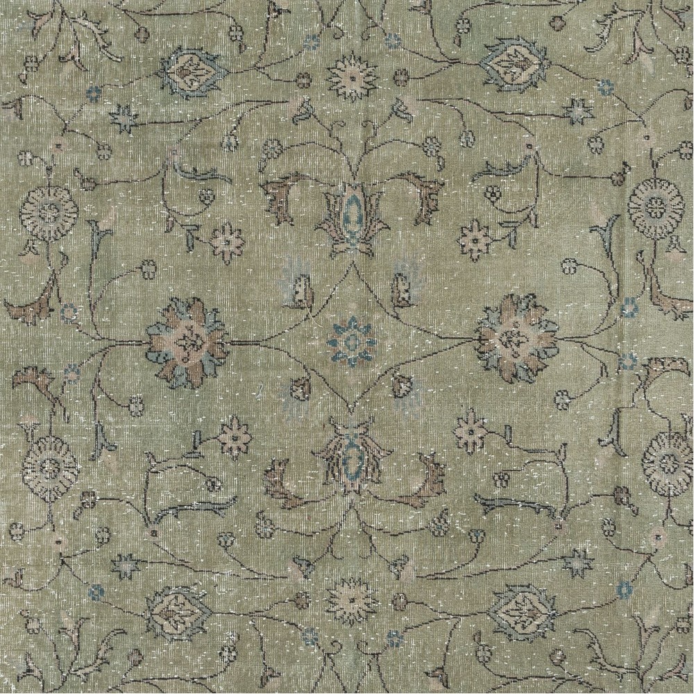 Moss Green Handmade Turkish Area Rug for Modern Home & Office Decor