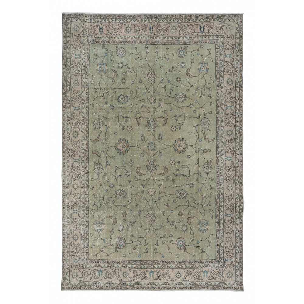 Moss Green Handmade Turkish Area Rug for Modern Home & Office Decor
