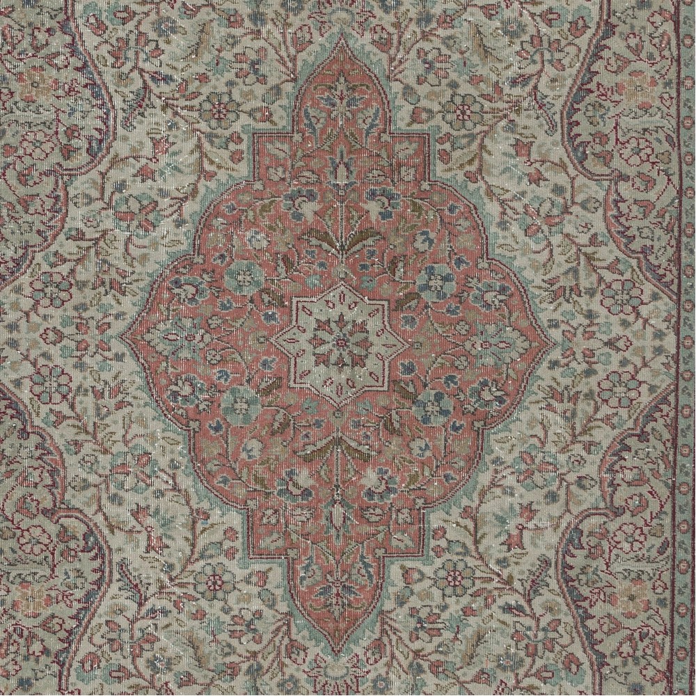Unique Vintage Village Rug, Ca 1960, Handmade Turkish Medallion Design Carpet