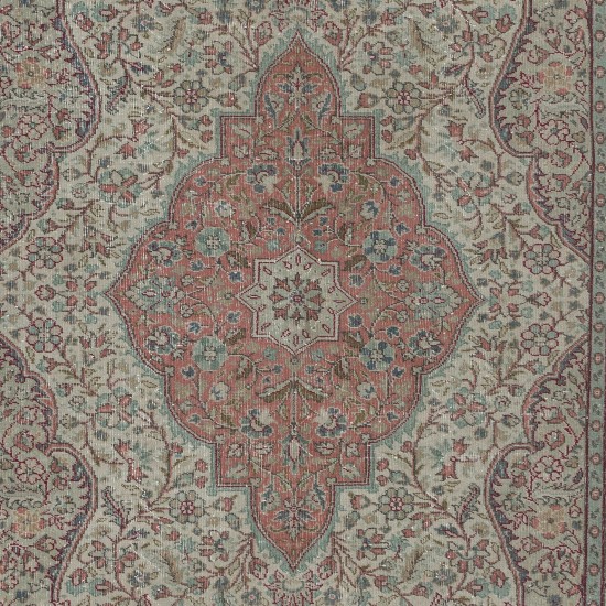Unique Vintage Village Rug, Ca 1960, Handmade Turkish Medallion Design Carpet