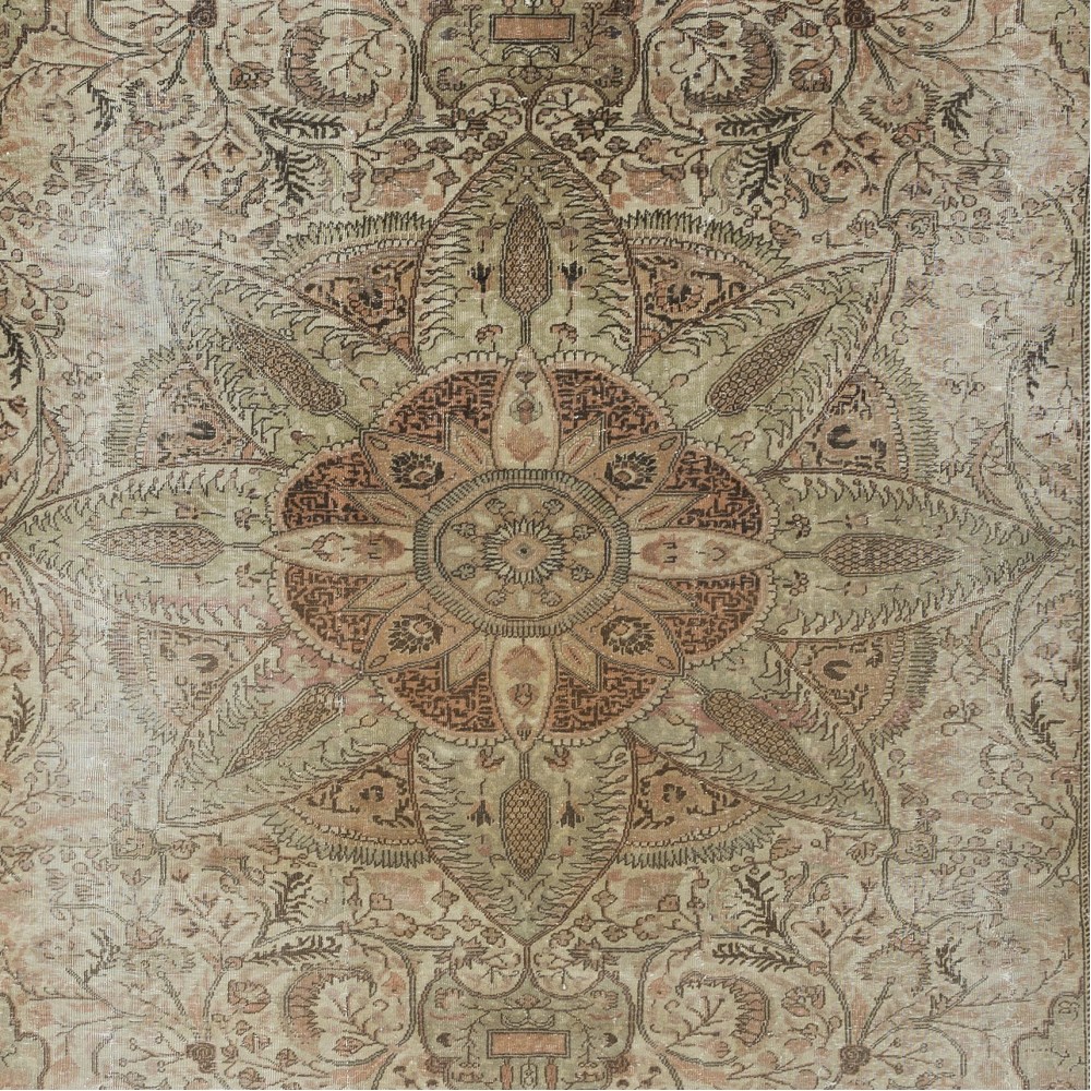 One of a Kind Vintage Area Rug, Hand Knotted Anatolian Carpet with Medallion Design