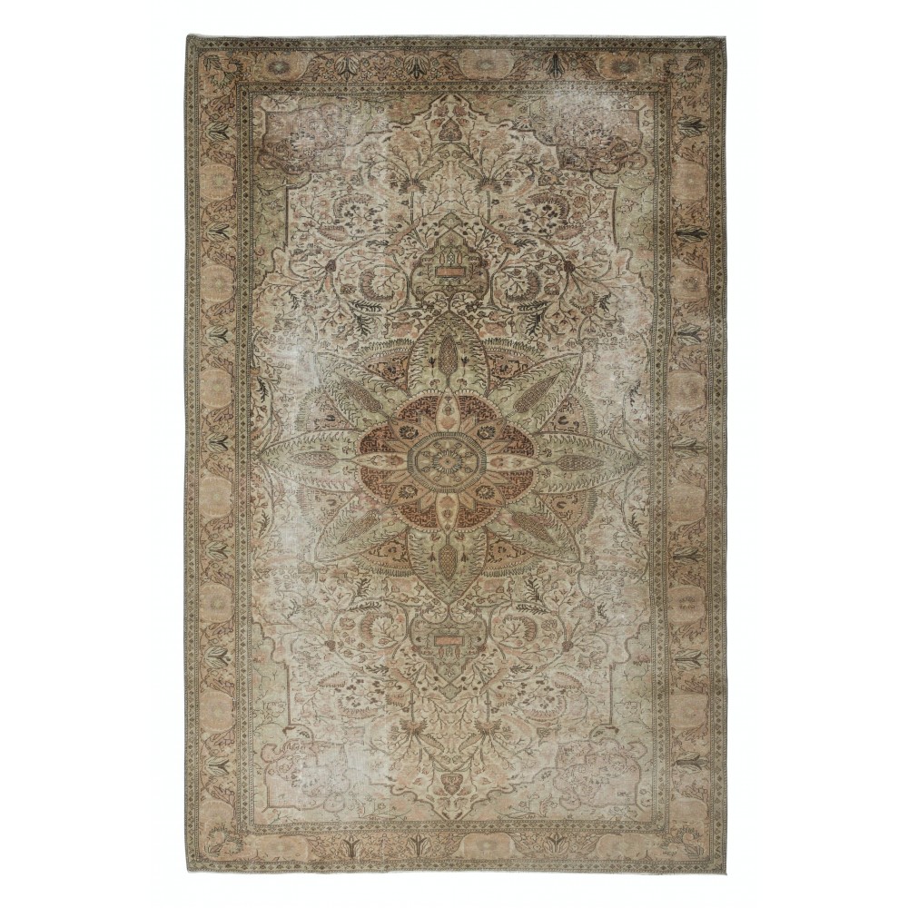 One of a Kind Vintage Area Rug, Hand Knotted Anatolian Carpet with Medallion Design