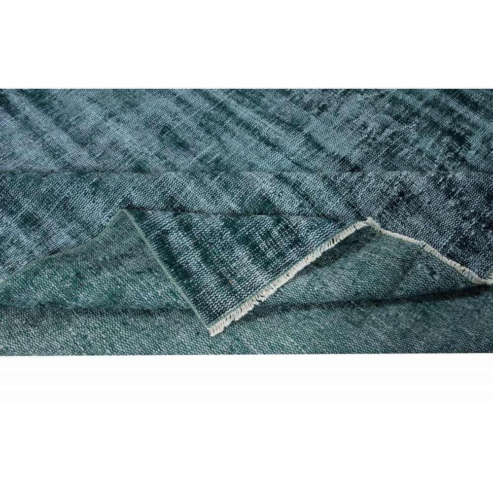 Hand Knotted Shabby Chic Style Rug, Dark Green Carpet for Dining Room, Living Room & Bedroom Decor