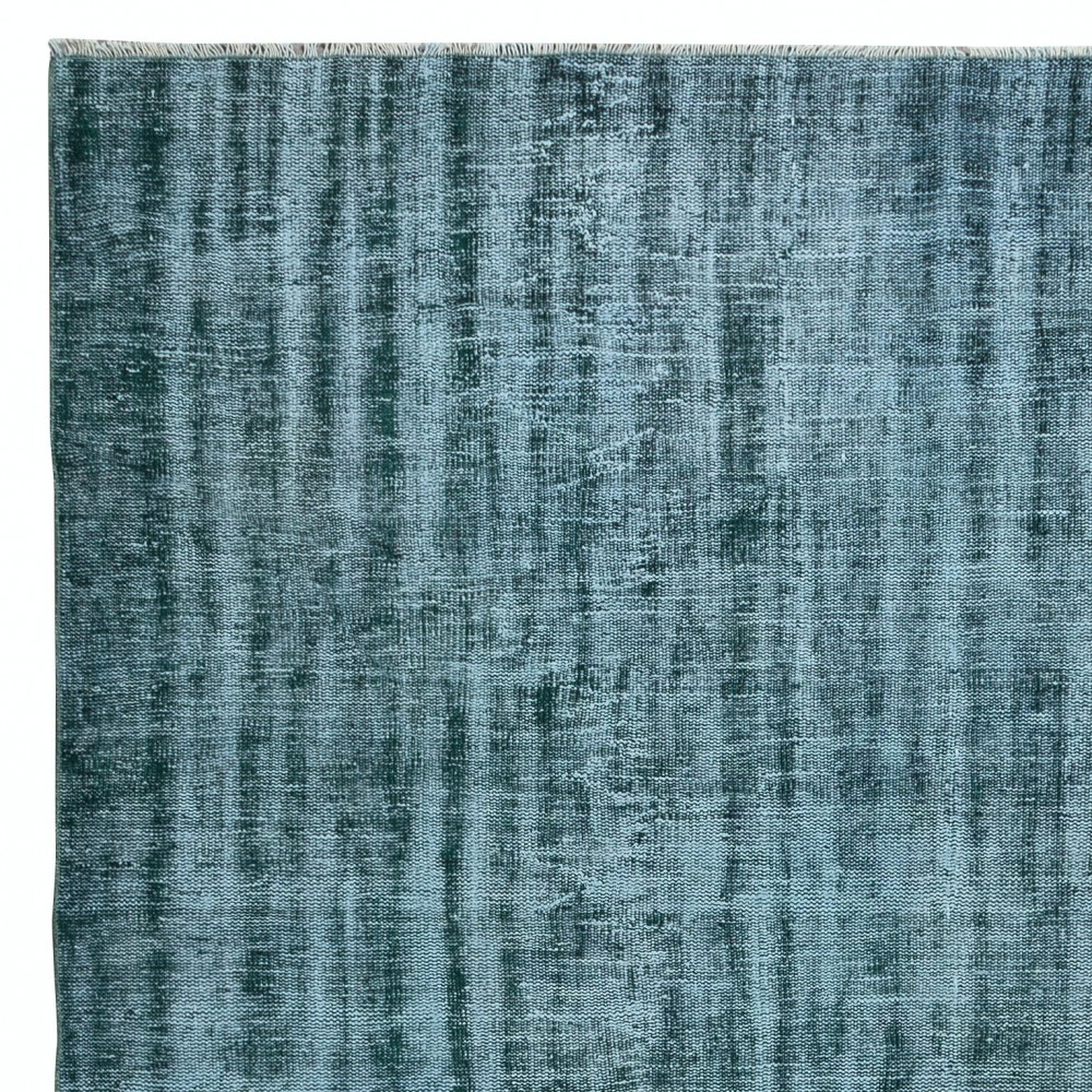 Hand Knotted Shabby Chic Style Rug, Dark Green Carpet for Dining Room, Living Room & Bedroom Decor