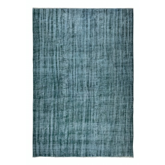 Hand Knotted Shabby Chic Style Rug, Dark Green Carpet for Dining Room, Living Room & Bedroom Decor