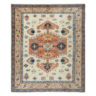 Vintage Turkish Rug, Handmade Carpet with Medallion, 100% Wool