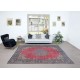 One of a kind Hand Made Vintage Anatolian Area Rug in Red & Dark Blue