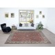 Vintage Handmade Turkish Large Area Rug in Red & Beige with Botanical Design