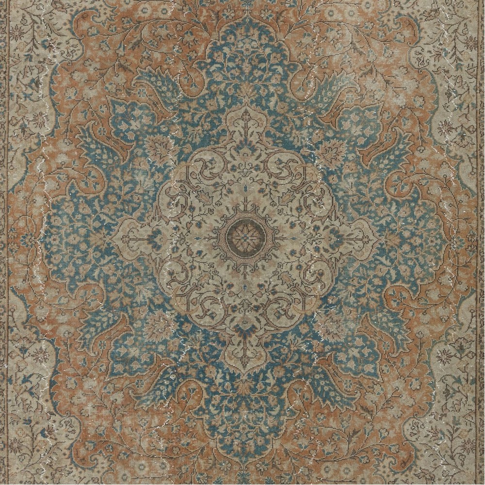 One-of-a-Kind Vintage Oriental Rug, Handmade Turkish Carpet with Medallion Design