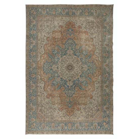 One-of-a-Kind Vintage Oriental Rug, Handmade Turkish Carpet with Medallion Design