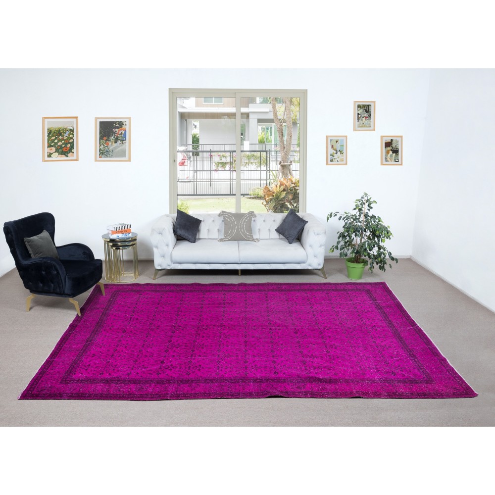 Decorative Pink Large Rug for Modern Interiors, Handmade in Turkey
