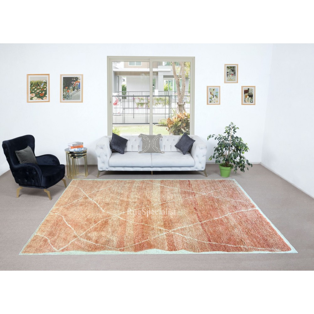 Contemporary Hand Knotted Moroccan Tulu Rug in Soft Rose Pink, 100% Wool