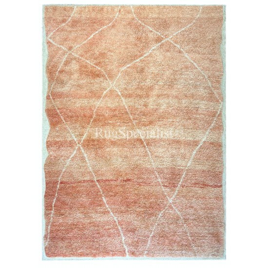 Contemporary Hand Knotted Moroccan Tulu Rug in Soft Rose Pink, 100% Wool