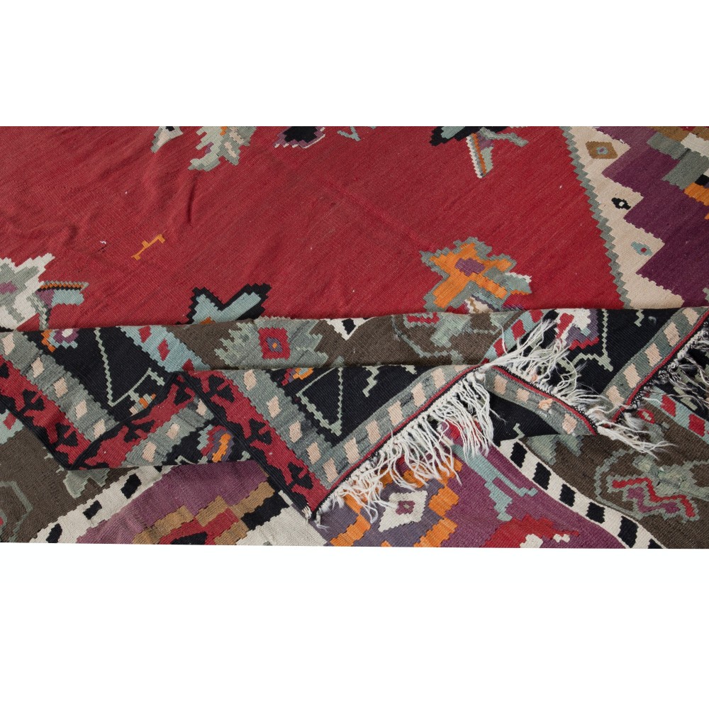 Vintage Bosnian Kilim, Flat-Weave Rug, 100% Wool