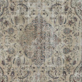 Vintage Handmade Anatolian Oushak Large Area Rug in Beige. Rustic & Farmhouse Decor Carpet