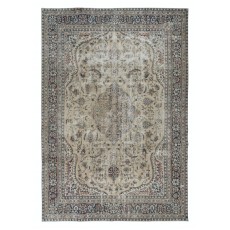 Vintage Handmade Anatolian Oushak Large Area Rug in Beige. Rustic & Farmhouse Decor Carpet