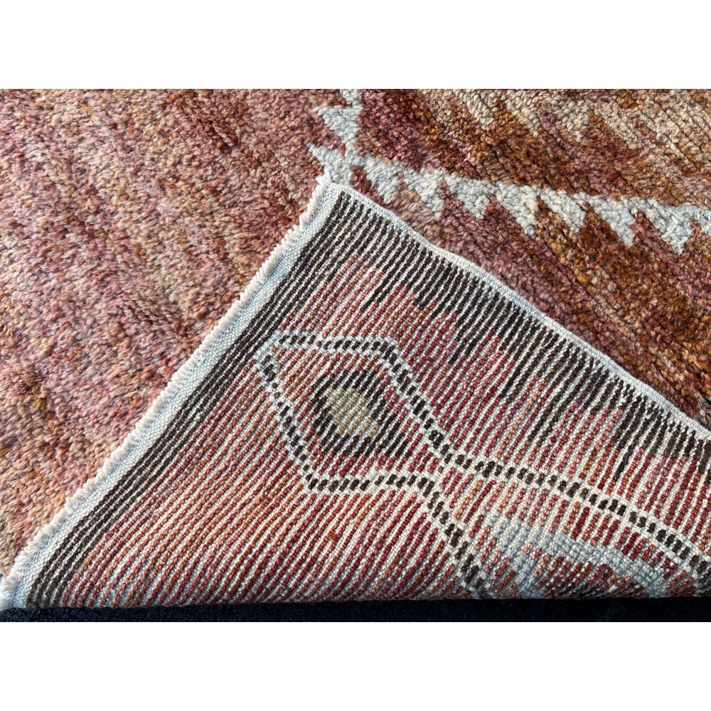 Modern Moroccan Design Rug in Marble Orange, Beige & Brown, 100% Wool, Hand-Knotted Turkey, Custom Options Available